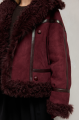 Burgundy suede double-sided sheepskin coat made of natural sheepskin